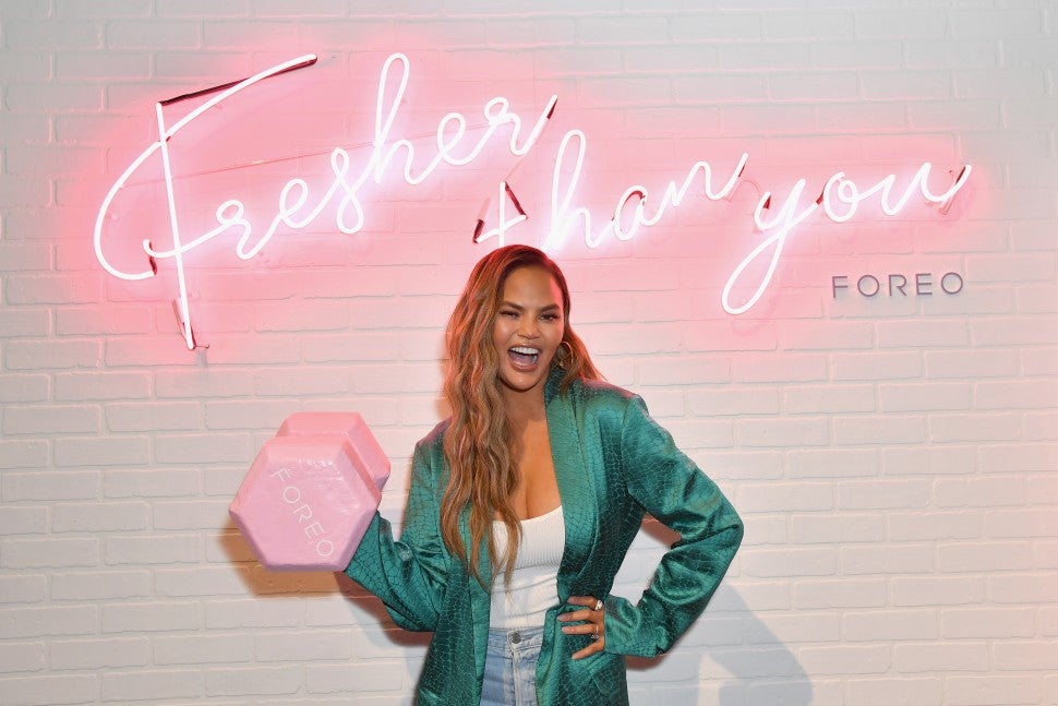Chrissy Teigen with Foreo
