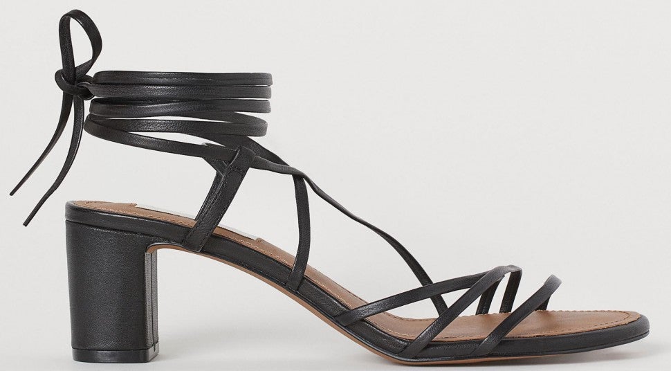 H&M black leather wrap sandals