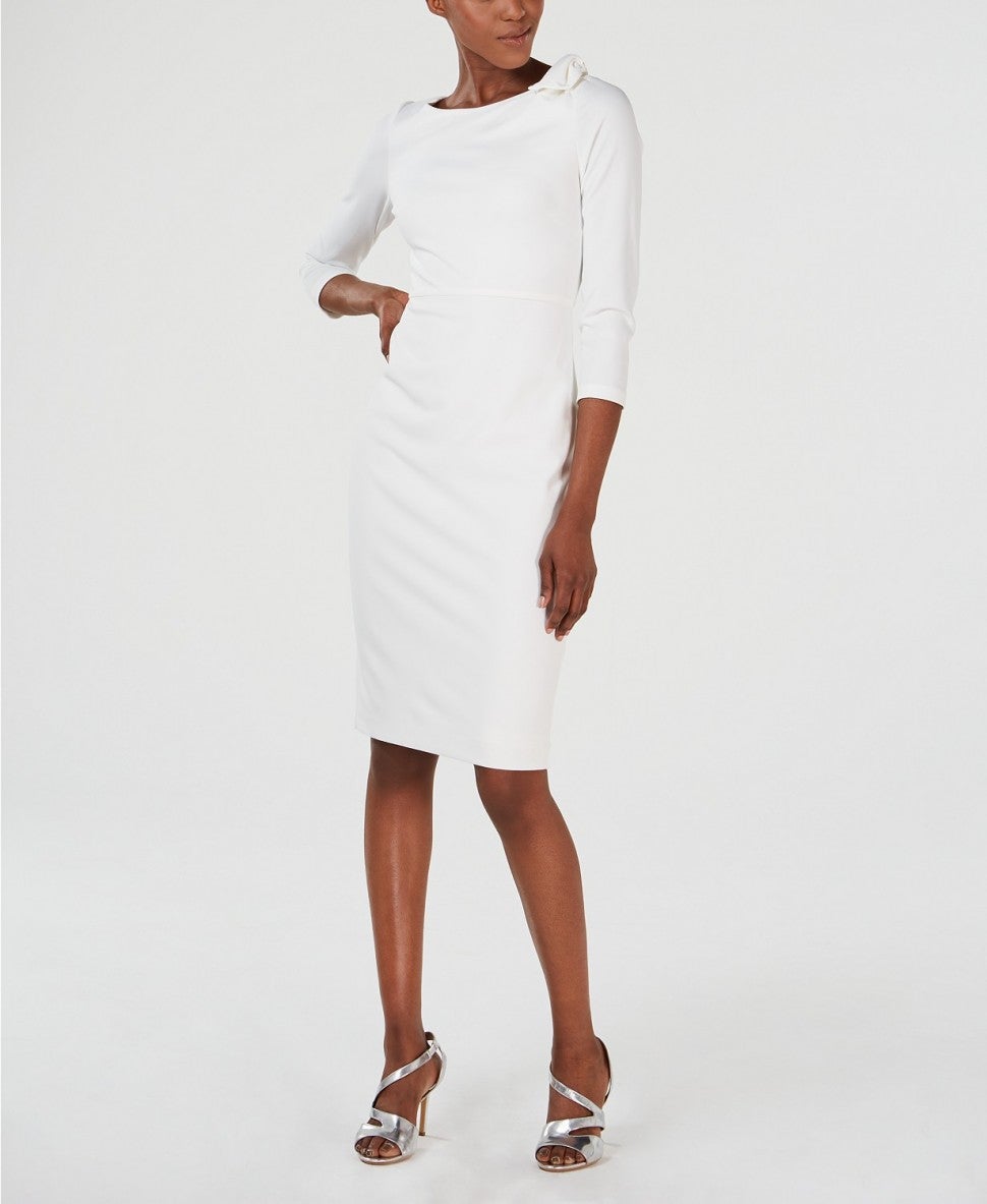 Calvin Klein white tie-shoulder sheath dress