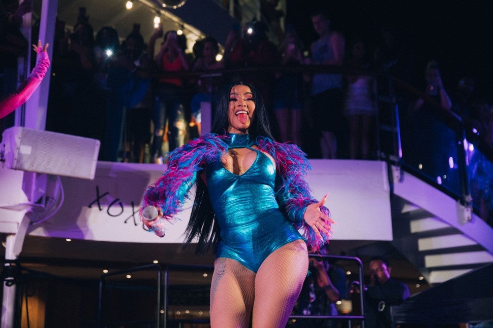 Cardi B performs on a cruise