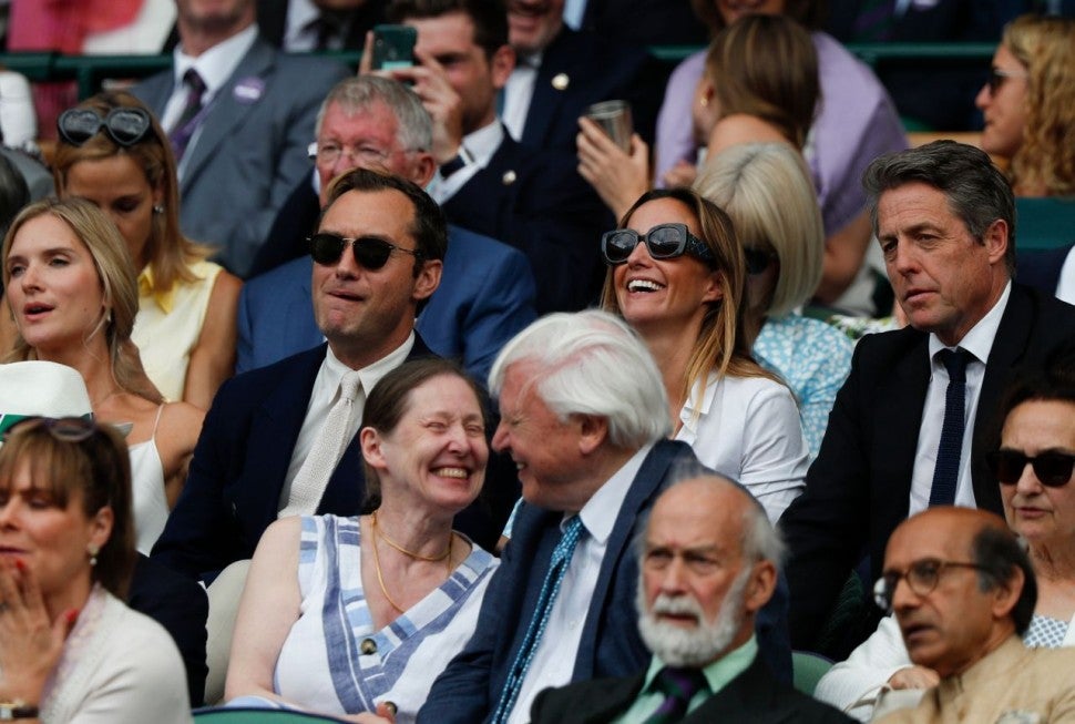 Jude Law and Hugh Grant at Wimbledon