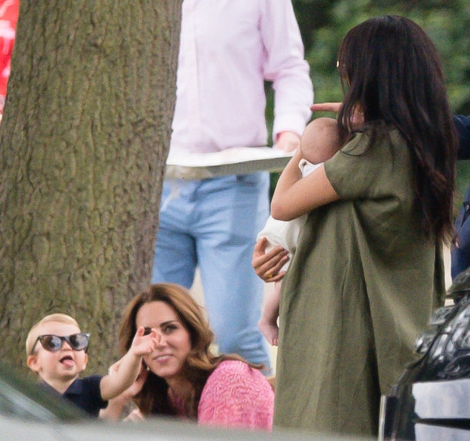 Prince Louis, Kate Middleton, Meghan Markle and Archie at polo match 