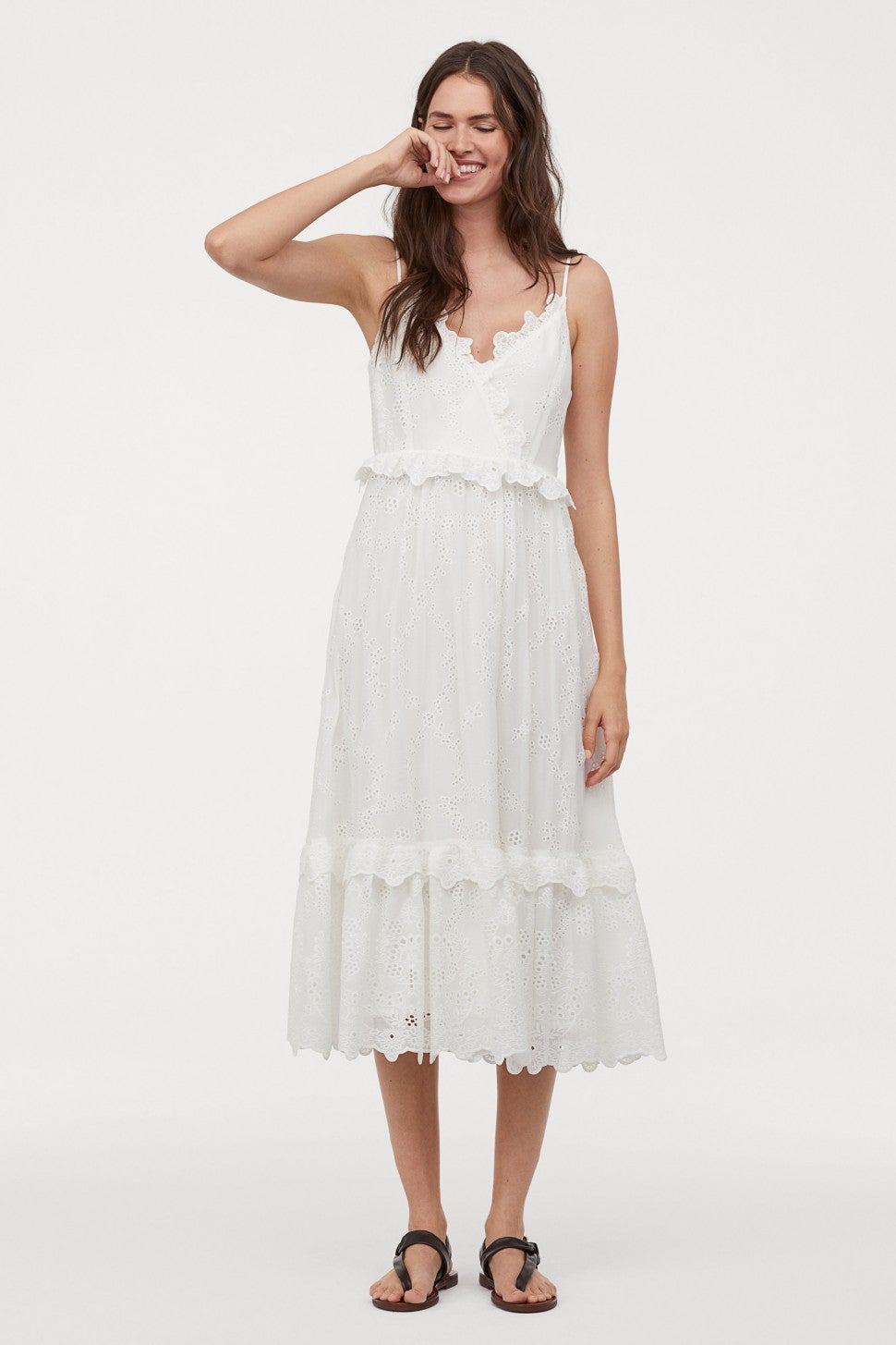 H&M embroidered ruffled dress