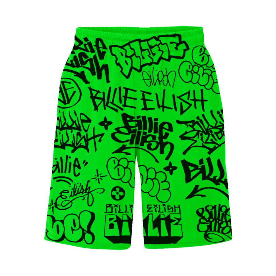 Billie Eilish x Freak City green shorts