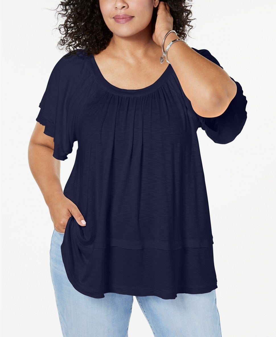 Style & Co. Plus Size Flutter-Sleeve Top