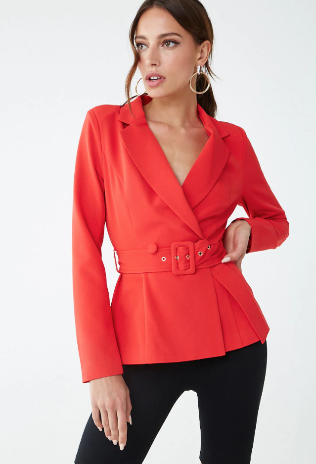 Forever 21 Belted Double-Breasted Blazer