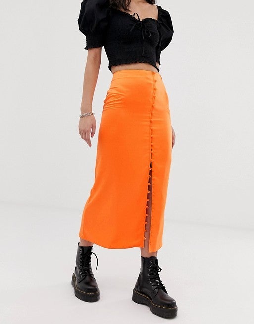 ASOS City Maxi Satin Slip Skirt
