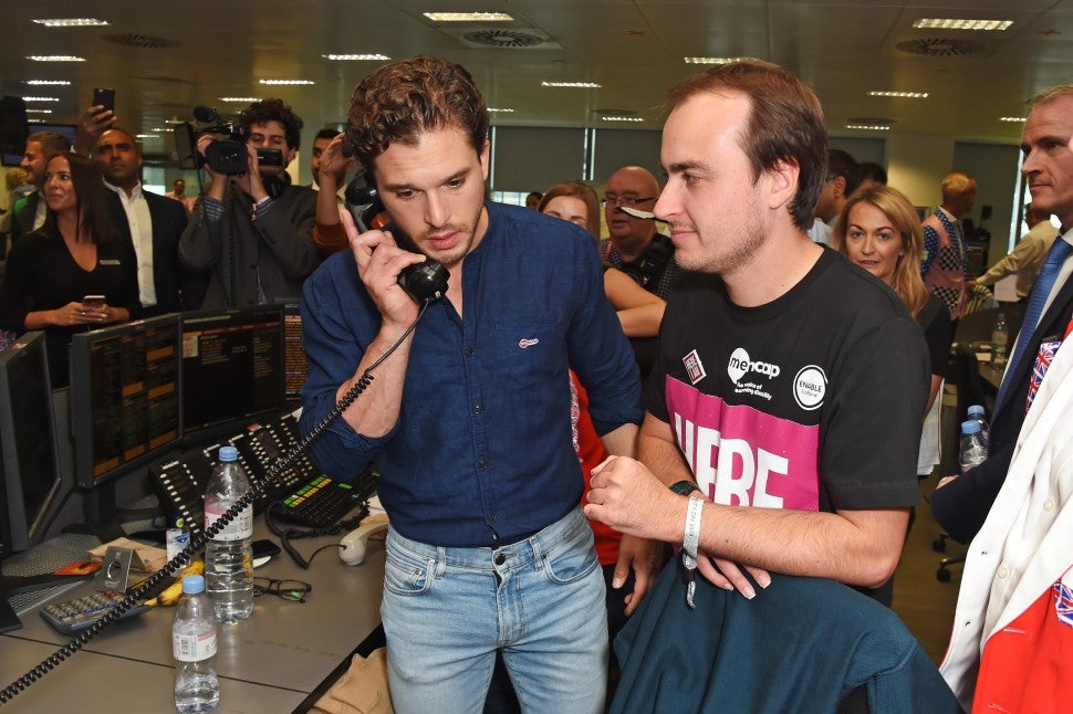 Kit Harington representing Mencap attends BGC Charity Day at One Churchill Place on September 11, 2019 in London, England. 