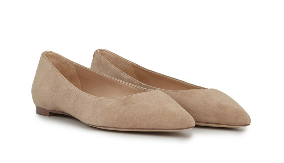 Sam Edelman Sally Pointed Toe Flat in Oatmeal Suede