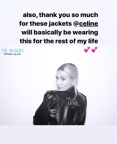 Hailey Bieber Celine wife leather jacket