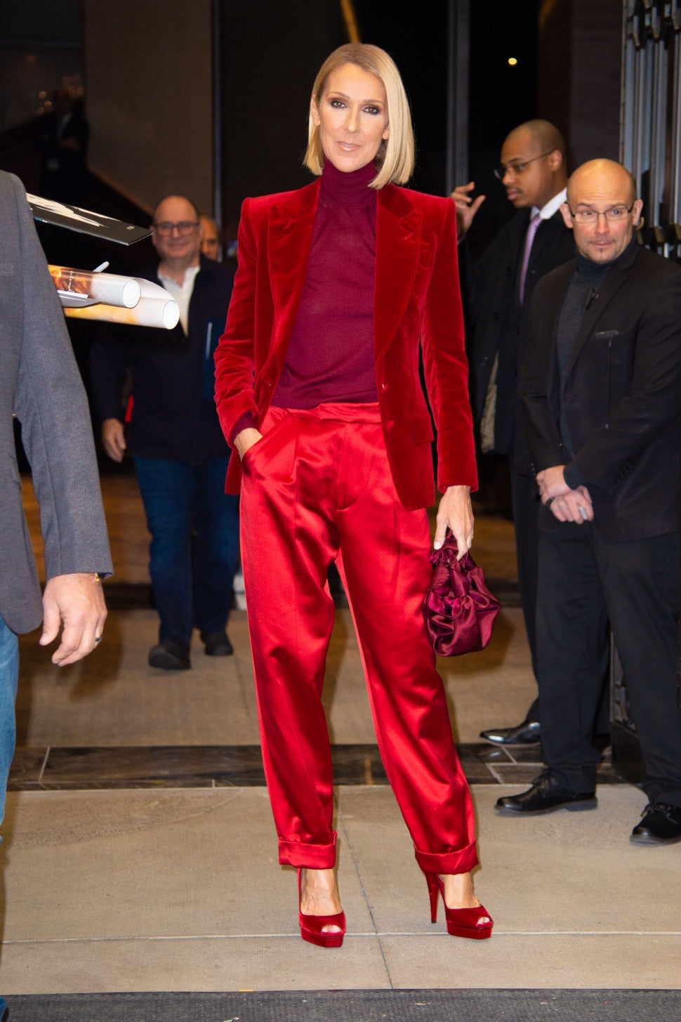 Celine Dion in red outfit