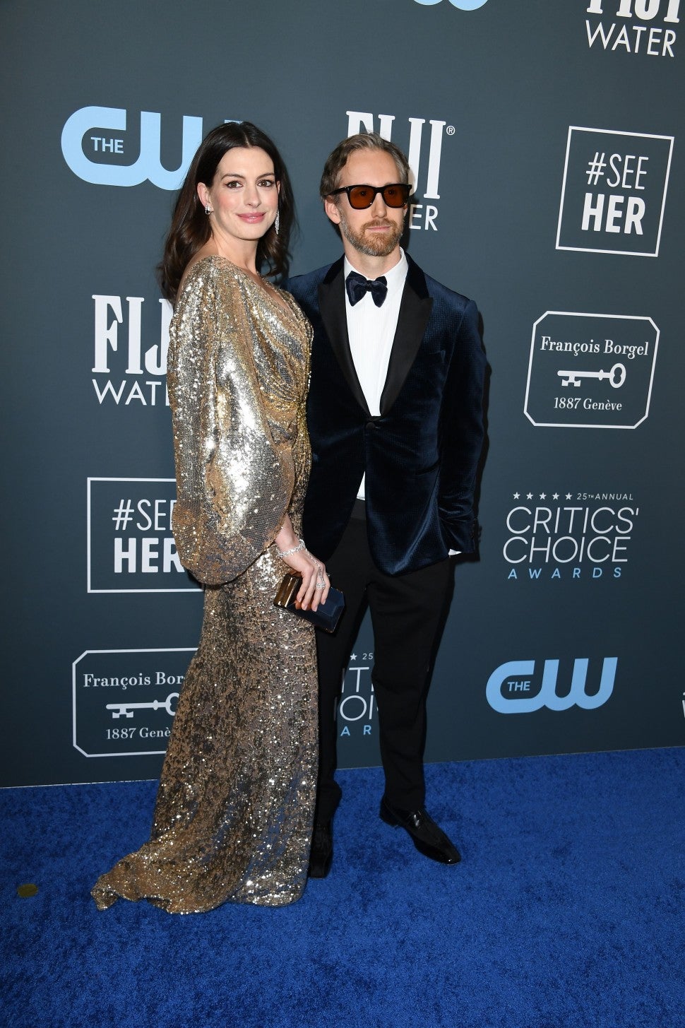 Anne Hathaway and Adam Shulman at 2020 Critics' Choice Awards