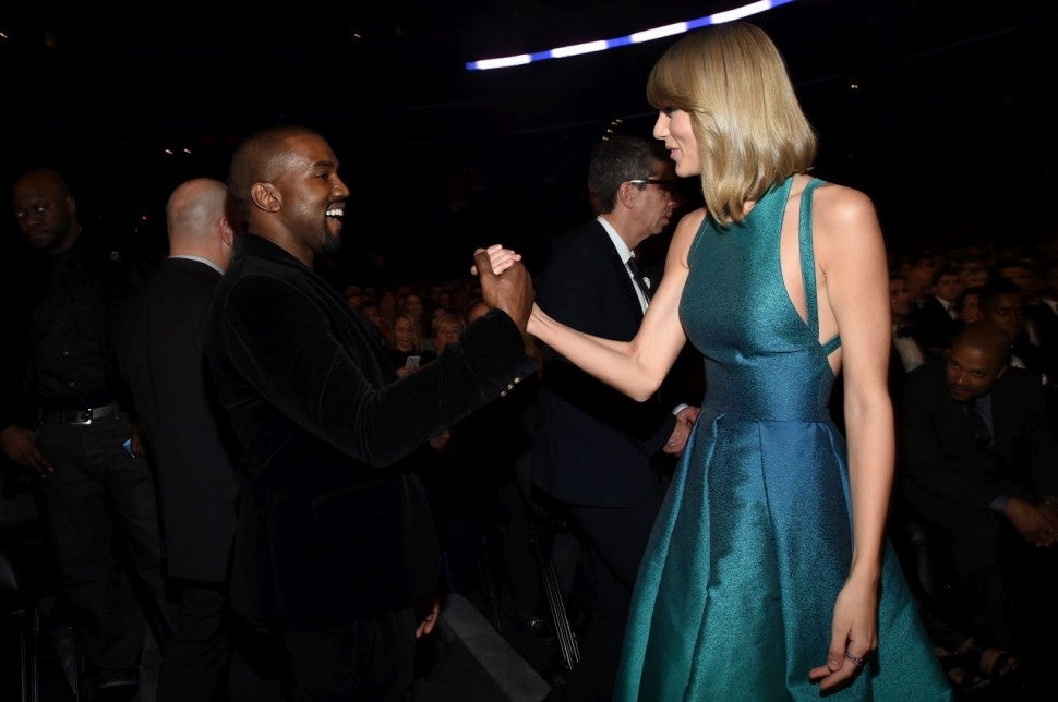 Taylor Swift and Kanye West 2015 GRAMMYs