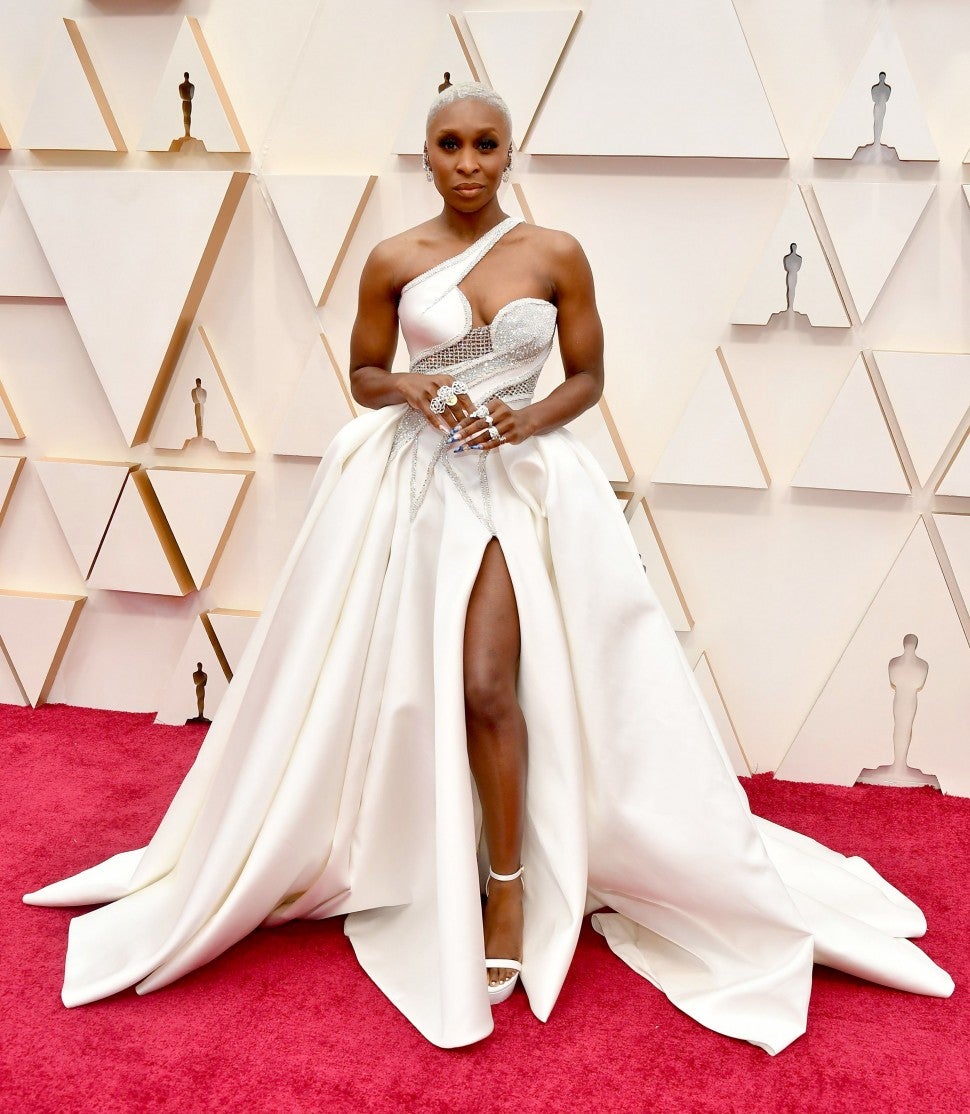 Cynthia Erivo Is Spectacular in Dramatic White Gown With Sexy Slit at