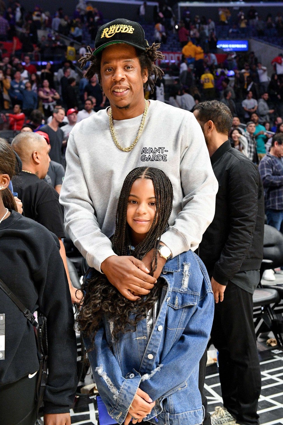 Blue Ivy and Jay-Z at Lakers Game