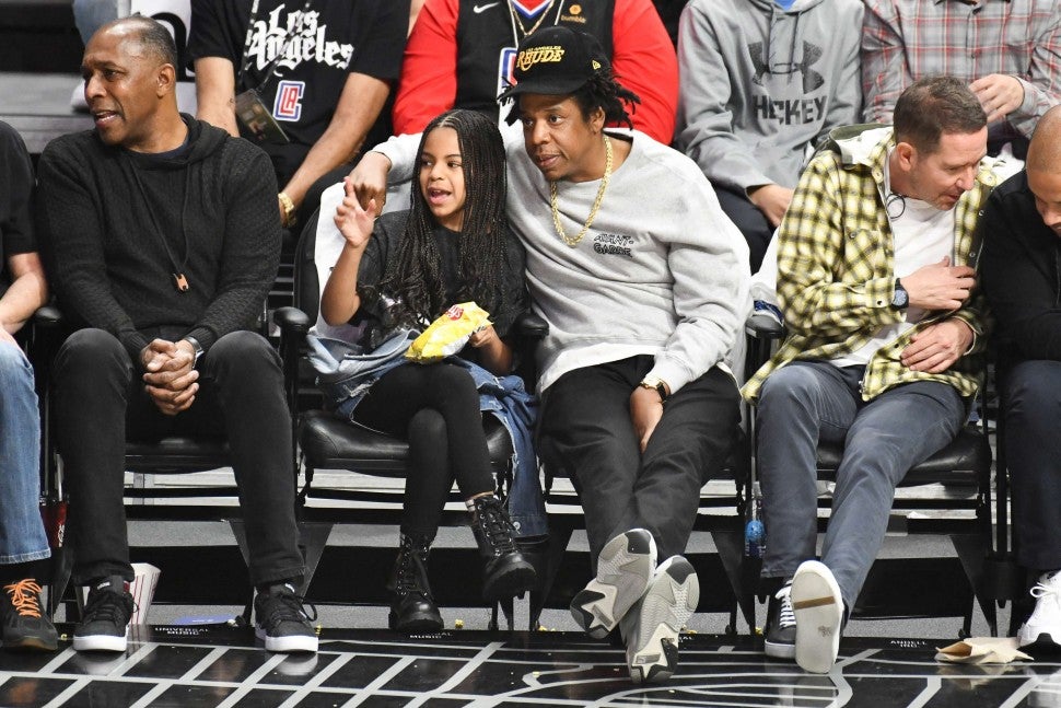 Blue Ivy and Jay-Z at Lakers Game