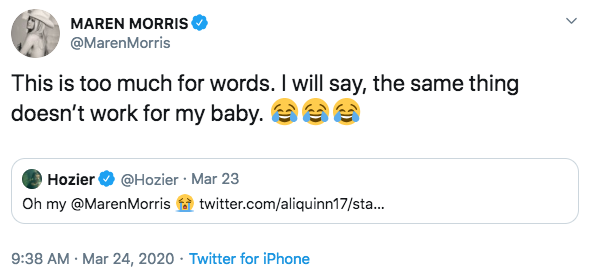 Maren Morris Responds to Hozier Tweet