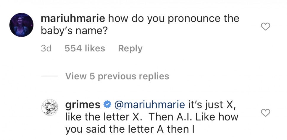 Grimes Explaining How You Say Baby Name