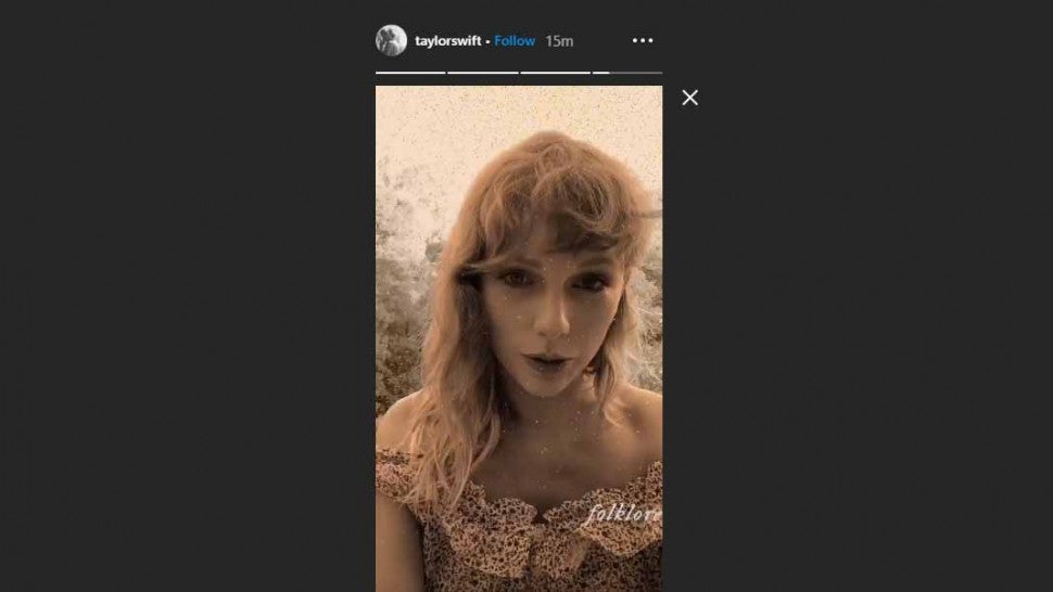 Taylor Swift folklore Instagram filter