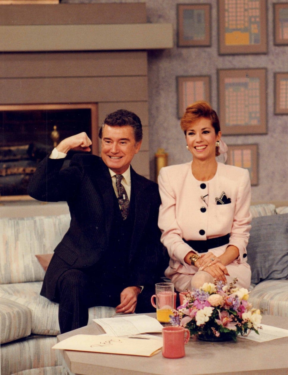 Regis Philbin and Kathie Lee Gifford on the set of "Live with Regis and Kathie Lee" on WABC television in New York on April 25, 1988. 