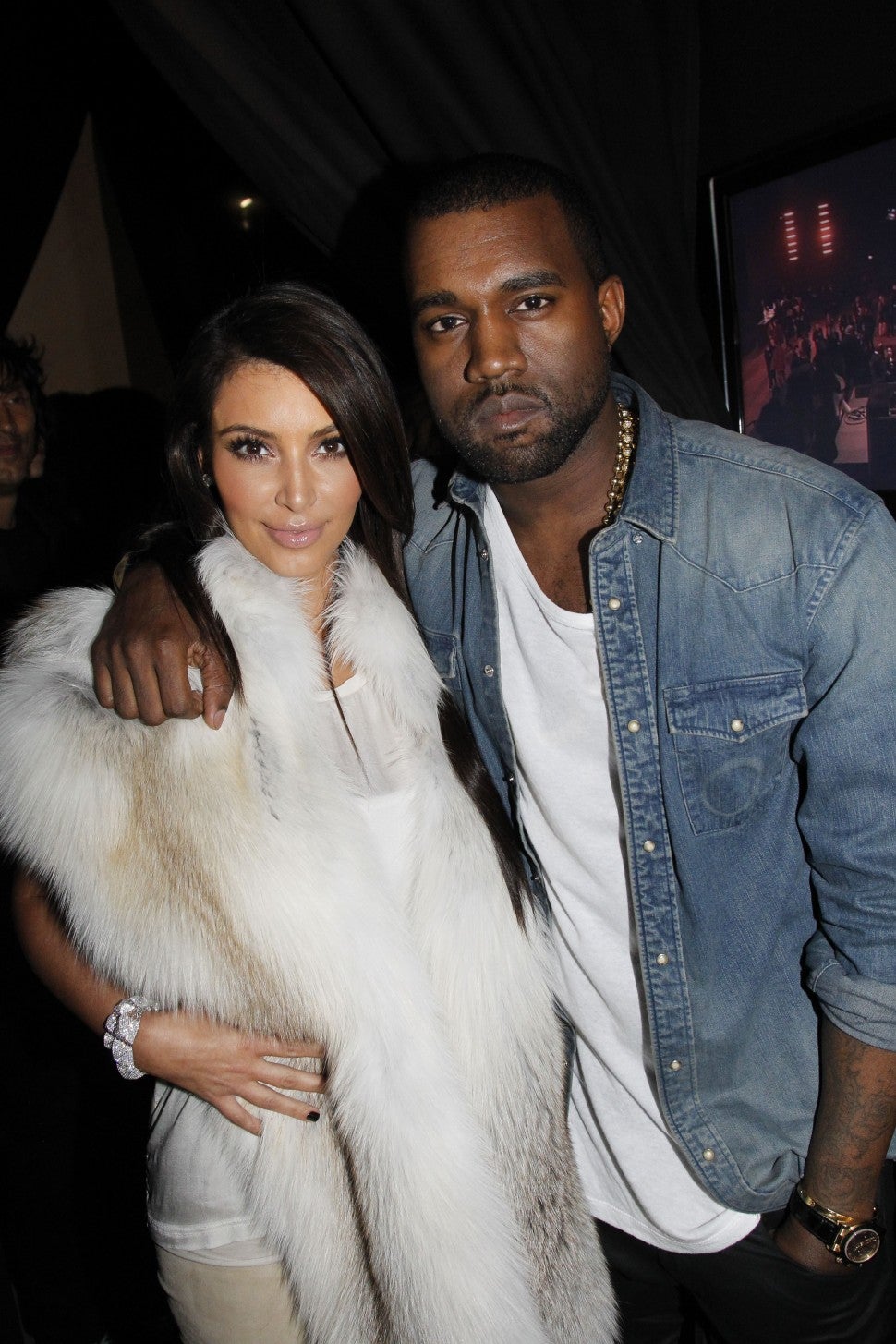 Kim Kardashian and Kanye West attend the Kanye West Ready-To-Wear Fall/Winter 2012 show as part of Paris Fashion Week at Halle Freyssinet on March 6, 2012 in Paris, France.