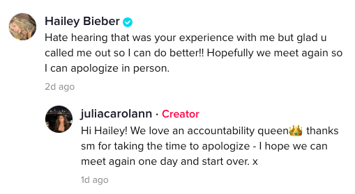 Hailey Bieber comment