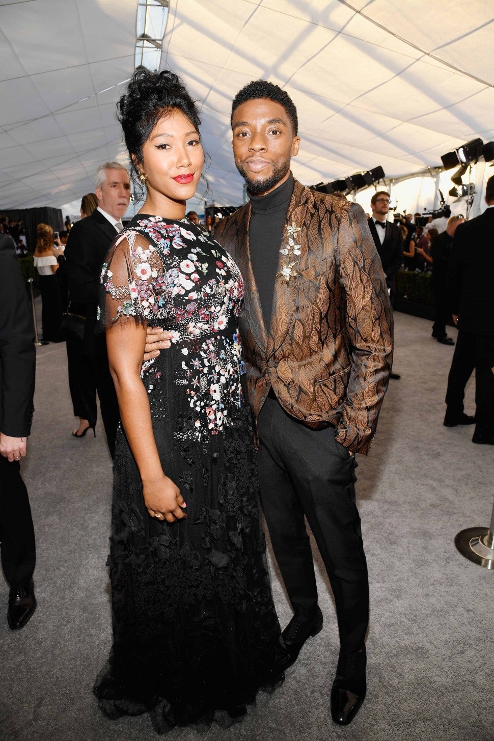 Taylor Simone Ledward and Chadwick Boseman attends the 25th Annual Screen Actors Guild Awards at The Shrine Auditorium on January 27, 2019 in Los Angeles, California. 