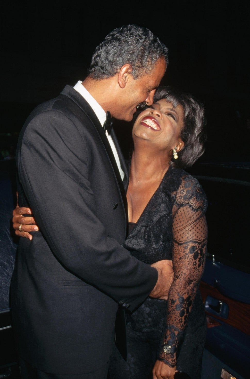 Stedman Graham hugs his girlfriend, talk show host Oprah Winfrey at Radio City Music Hall.