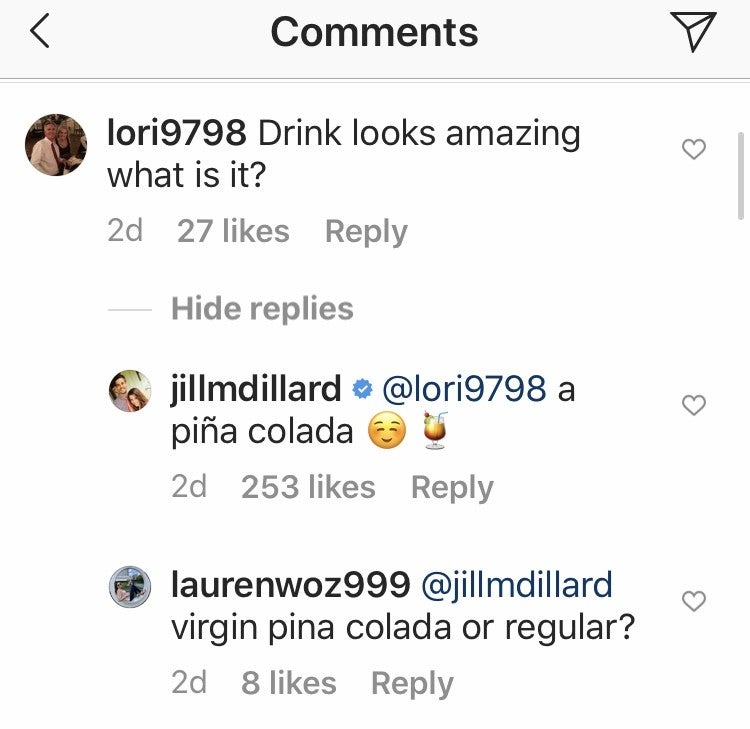 Jill Duggar Instagram comment 