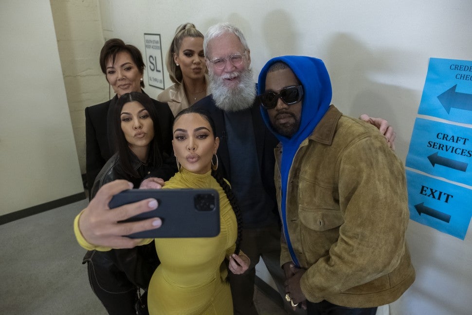 Kardashians with David Letterman and Kanye West