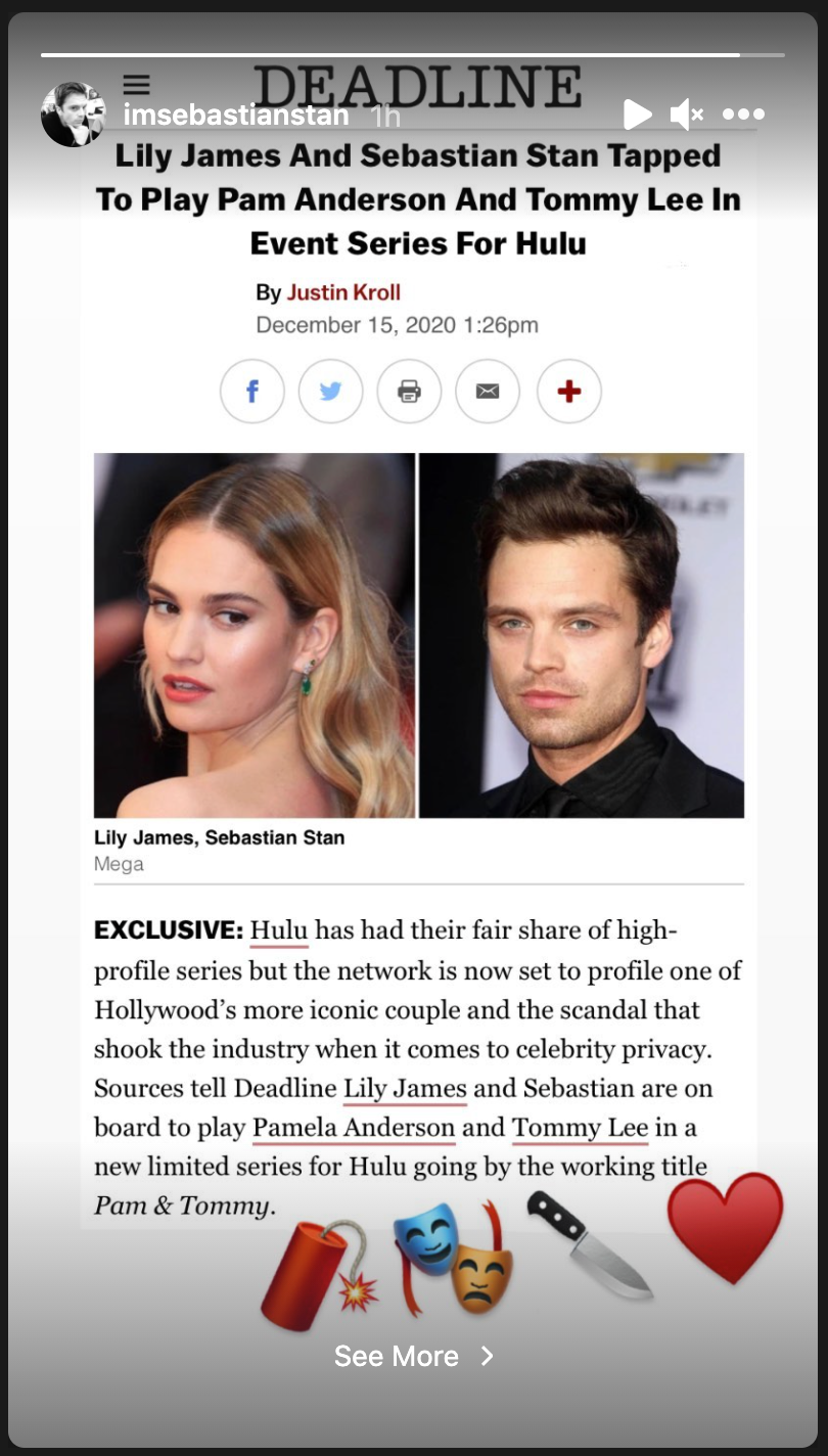 Lily James and Sebastian Stan Cast as Pamela Anderson and Tommy Lee in New  Hulu Series | Entertainment Tonight