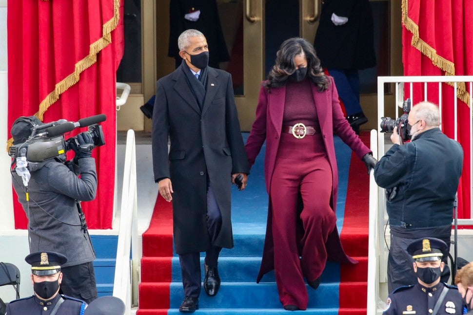 Michelle Obama and Barack Obama at Joe Biden Inauguration