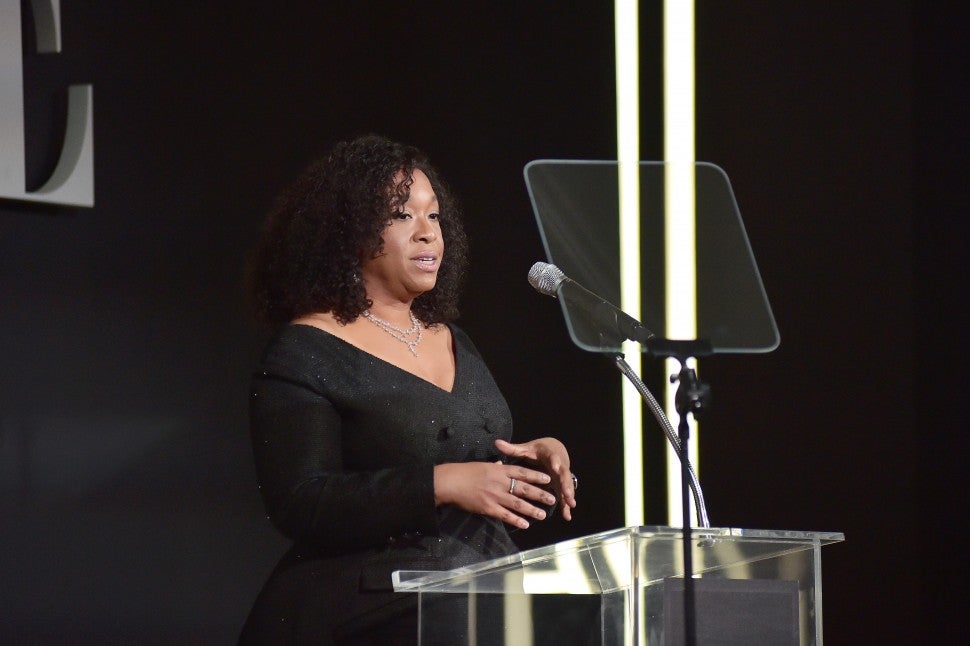 Shonda Rhimes speaks onstage during ELLE's 25th Annual Women In Hollywood Celebration presented by L'Oreal Paris, Hearts On Fire and CALVIN KLEIN at Four Seasons Hotel Los Angeles at Beverly Hills on October 15, 2018 in Los Angeles, California.