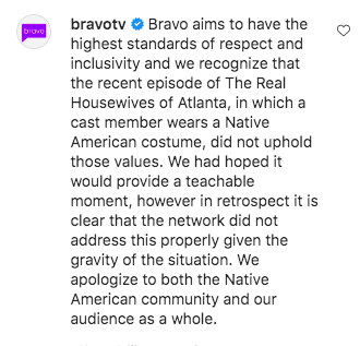 Bravo responds to IllumiNative's post