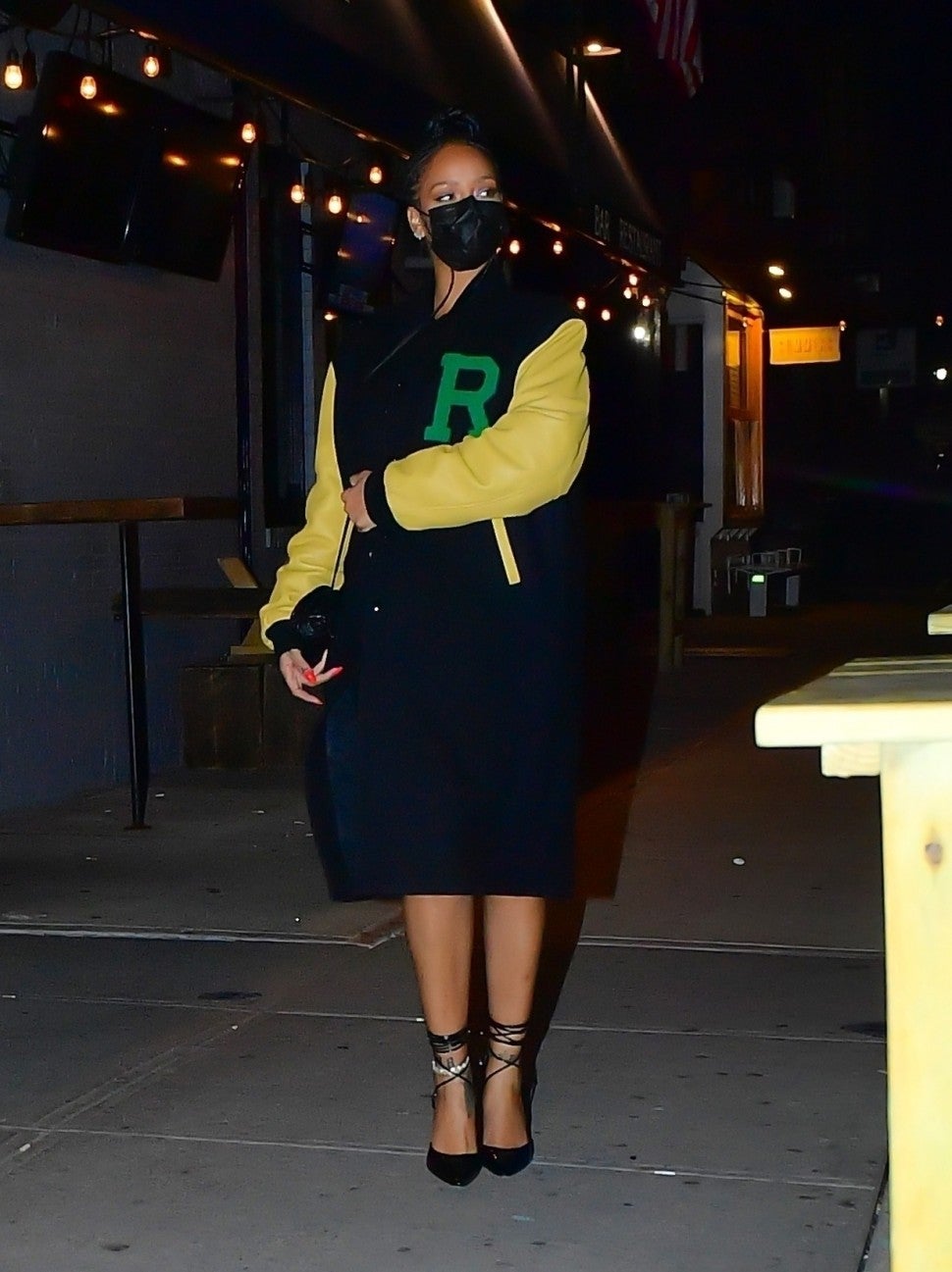 Rihanna steps out in NY for dinner with beau A$AP Rocky.