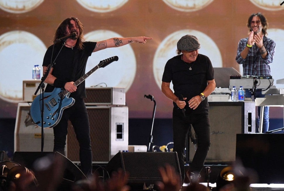 Dave Grohl Foo Fighters and AC/DC Brian Johnson at VAX LIVE event