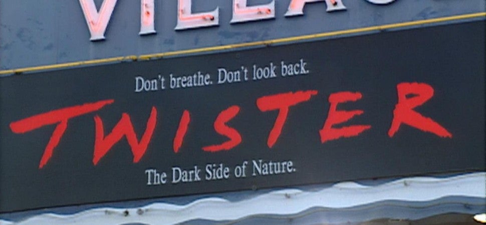 The marquee at Twister's LA premiere.