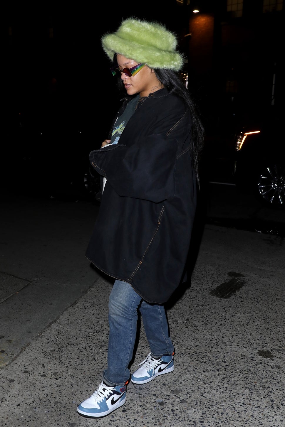 Rihanna is seen on February 08, 2020 in New York City. 
