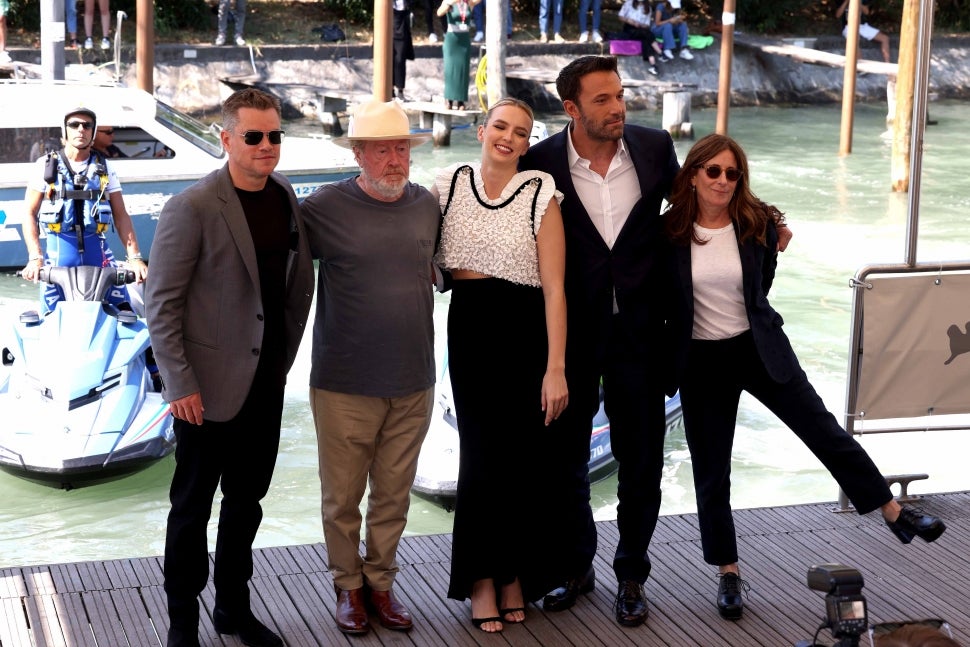 Matt Damon, director Ridley Scott, Jodie Comer, Ben Affleck and Nicole Holofcener arrive at the 78th Venice International Film Festival 