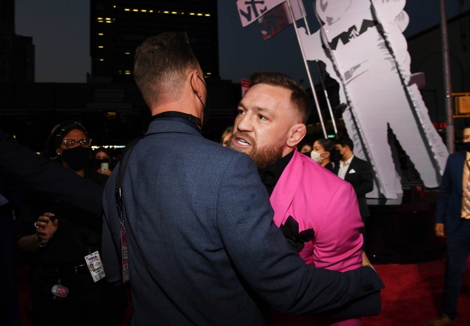 Conor McGregor (R) attends the 2021 MTV Video Music Awards at Barclays Center on September 12, 2021 in the Brooklyn borough of New York City.
