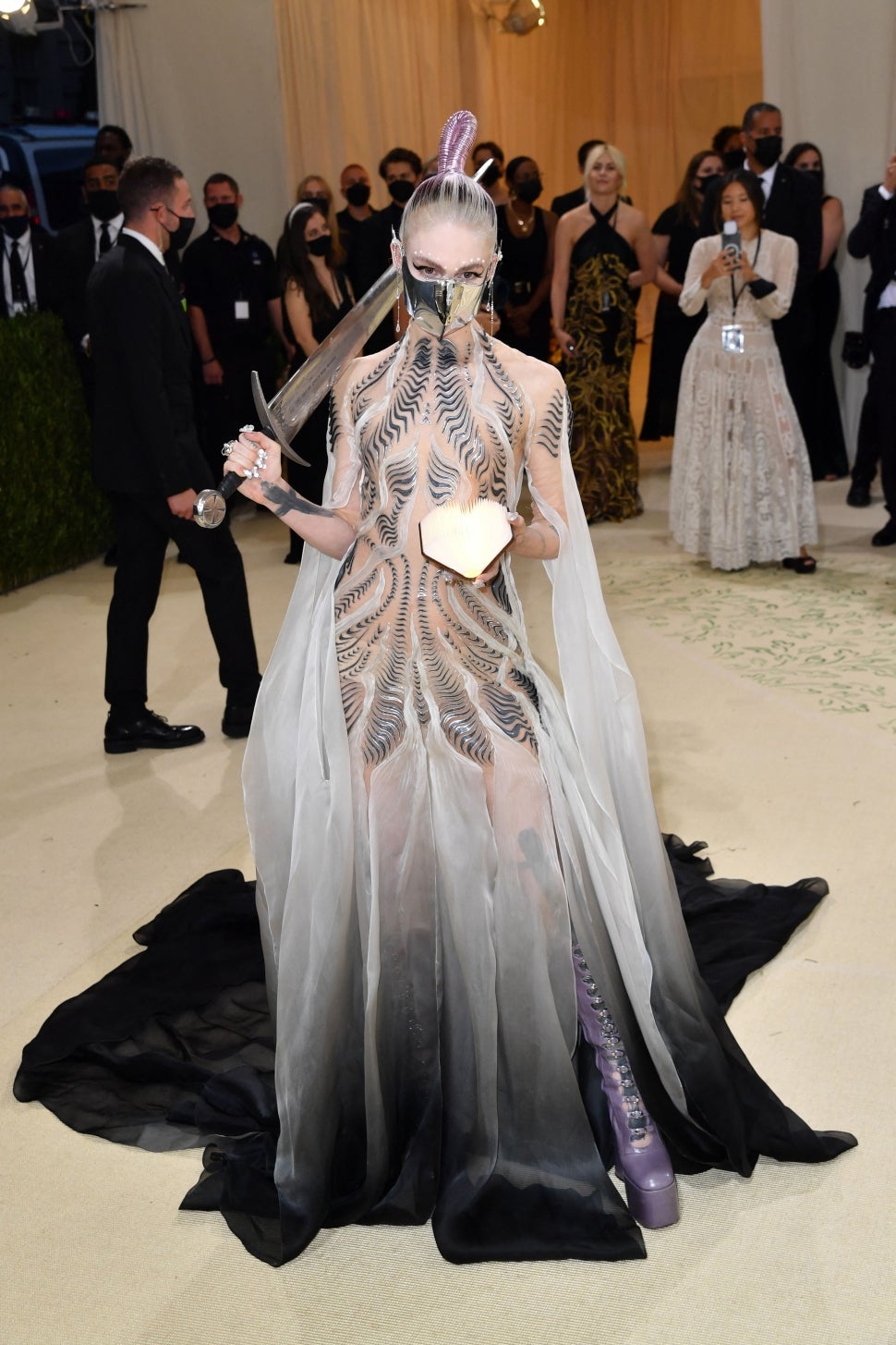 Grimes arrives for the 2021 Met Gala at the Metropolitan Museum of Art on September 13, 2021 in New York.