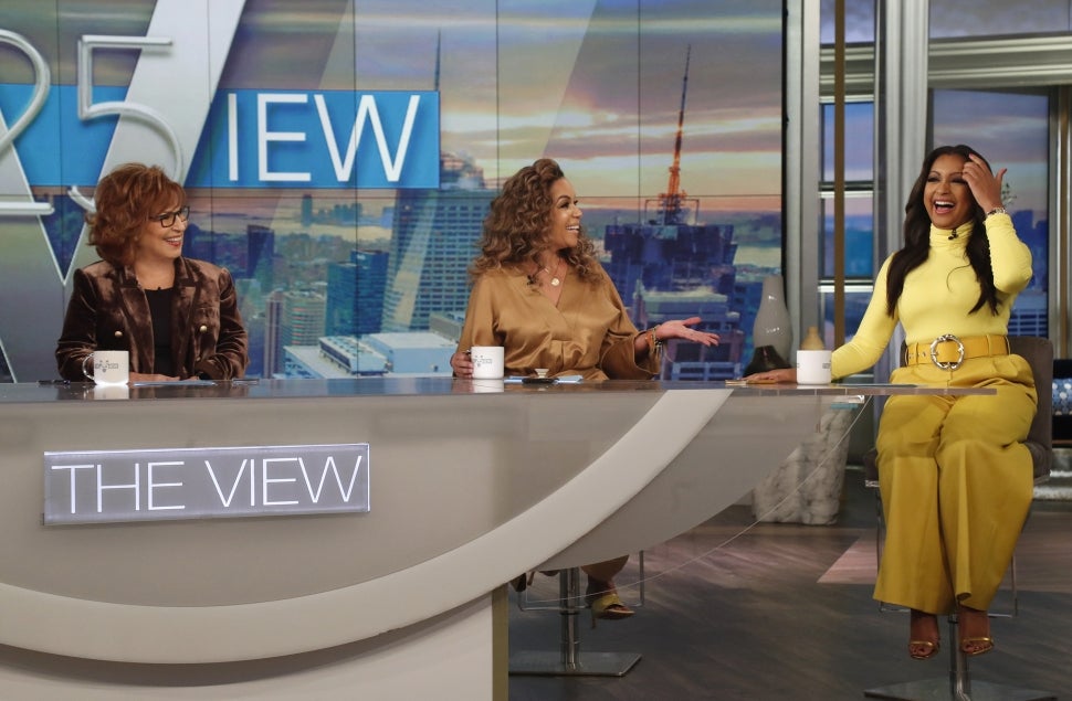Eboni K. Williams joins Sunny Hostin and Joy Behar at the table on 'The View.'