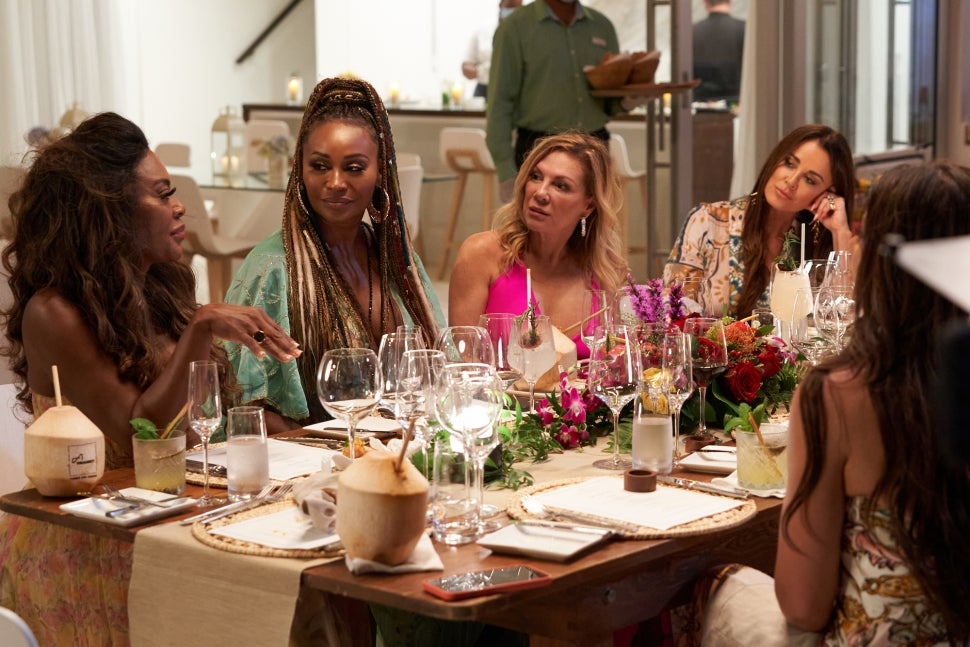Kenya Moore, Cynthia Bailey, Ramona Singer and Kyle Richards on Peacock's The Real Housewives Ultimate Girls Trip