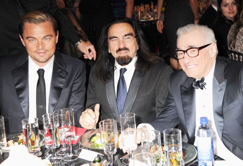 Leonardo DiCaprio with his father George and Martin Scorsese