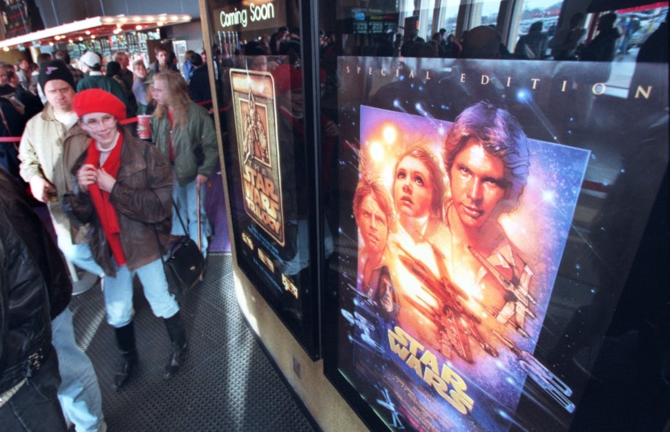 A poster for 'Star Wars: Special Edition' on display at a movie theater. 