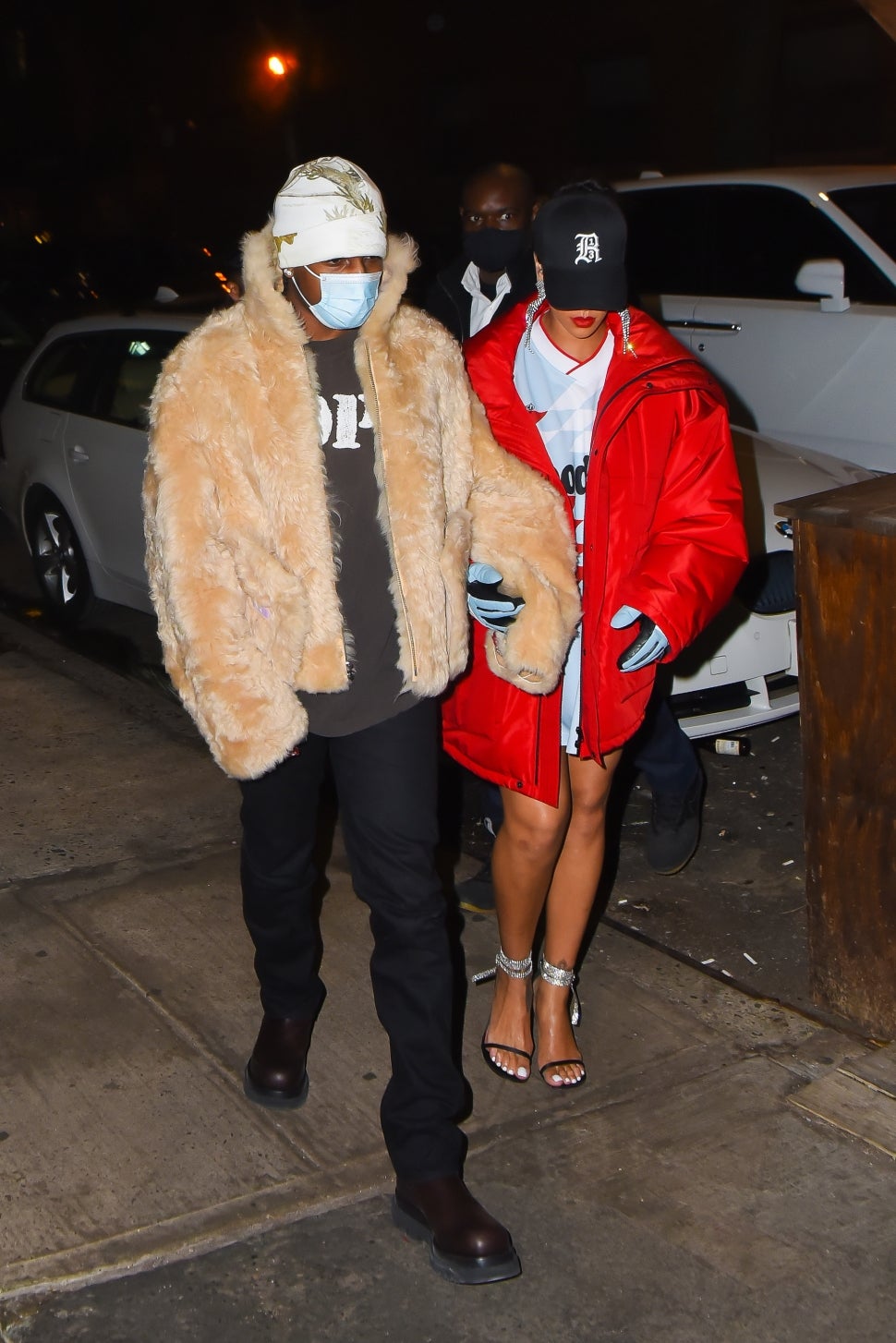 Rihanna and ASAP Rocky are seen out for dinner in SoHo on January 22, 2022 in New York City.