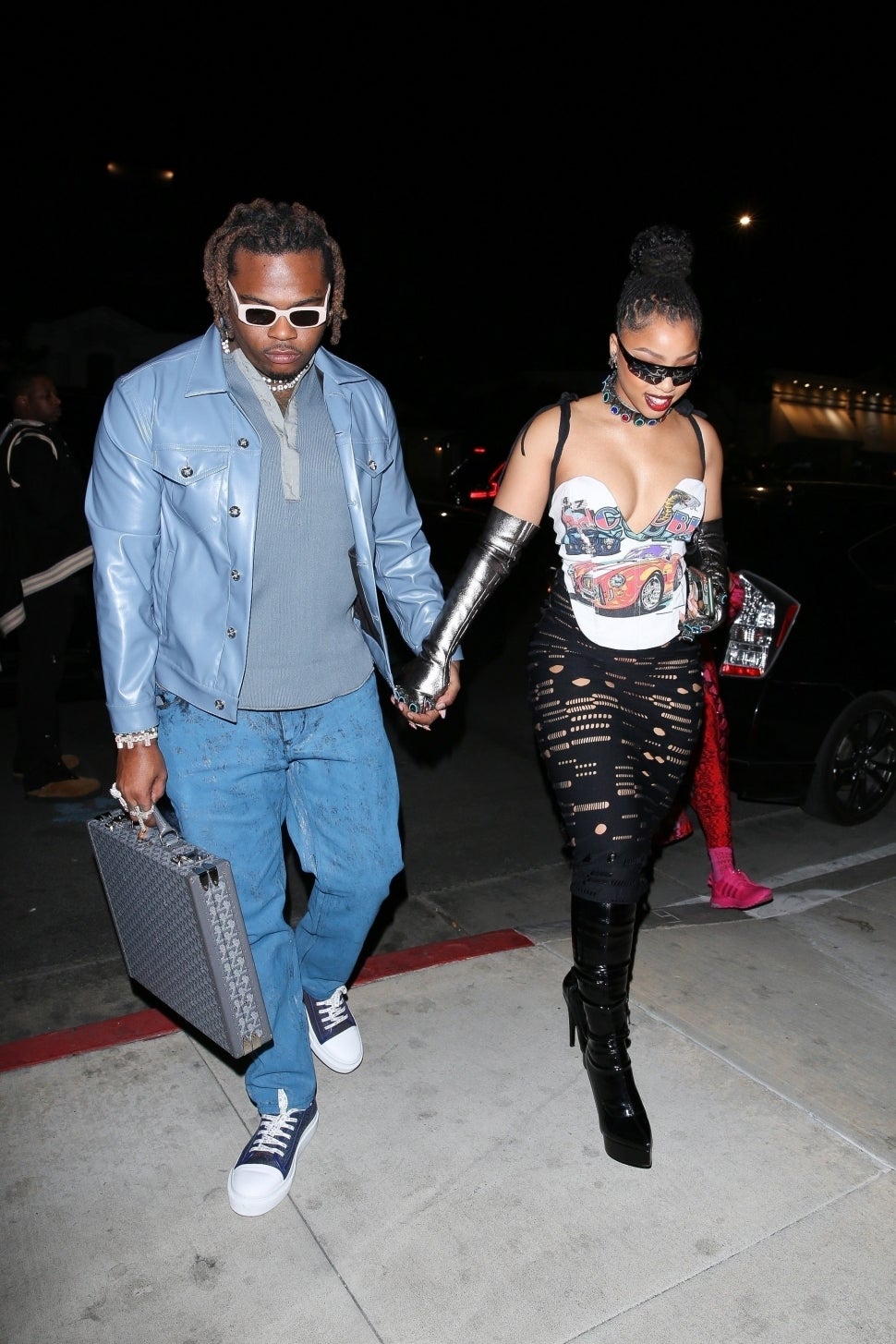 Gunna and Chloe Bailey out shopping at H.Lorenzo Men on Sunset Plaza in Hollywood.