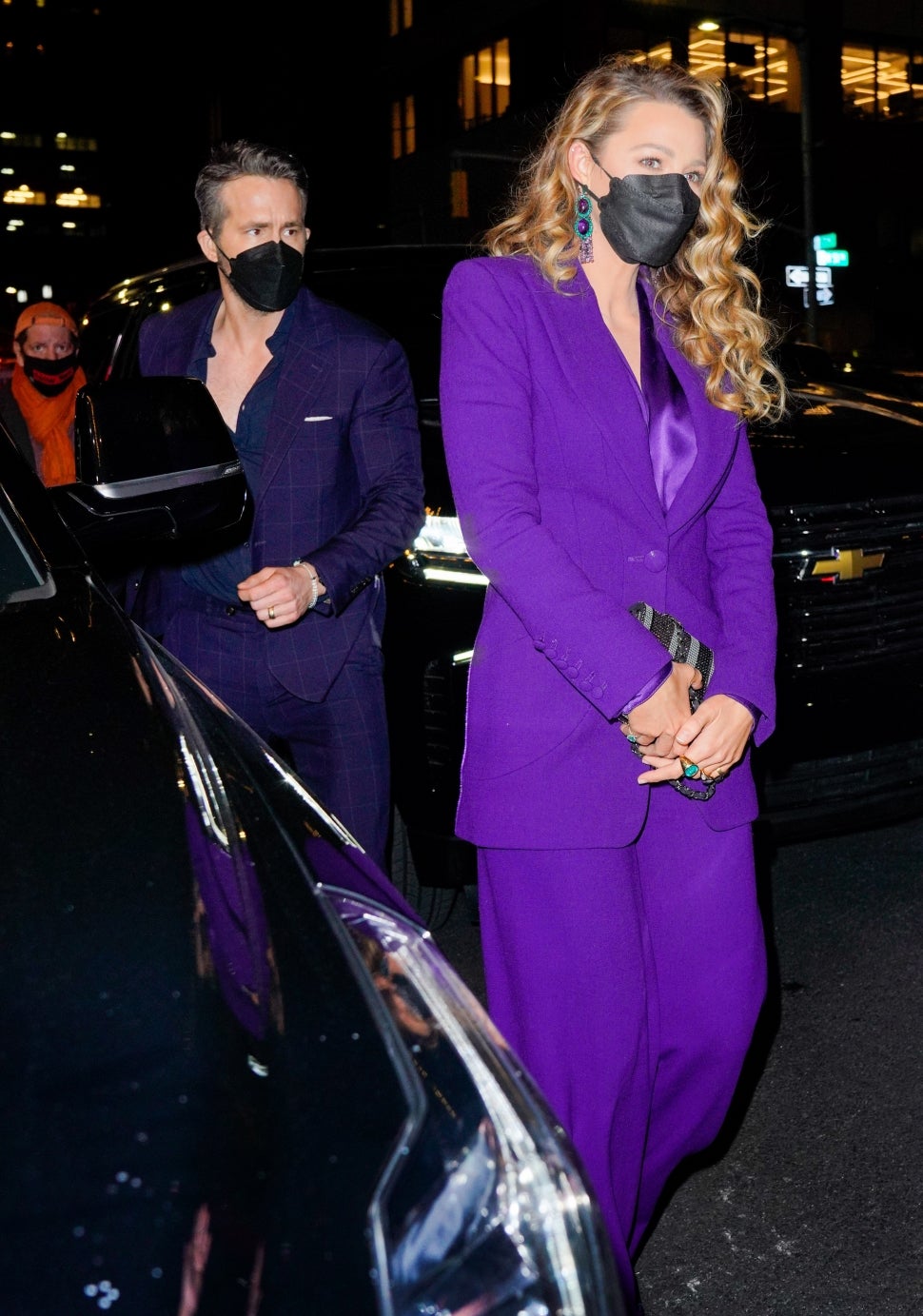 Ryan Reynolds and Blake Lively are seen outside the premiere of "The Music Man" on February 10, 2022 in New York City. 