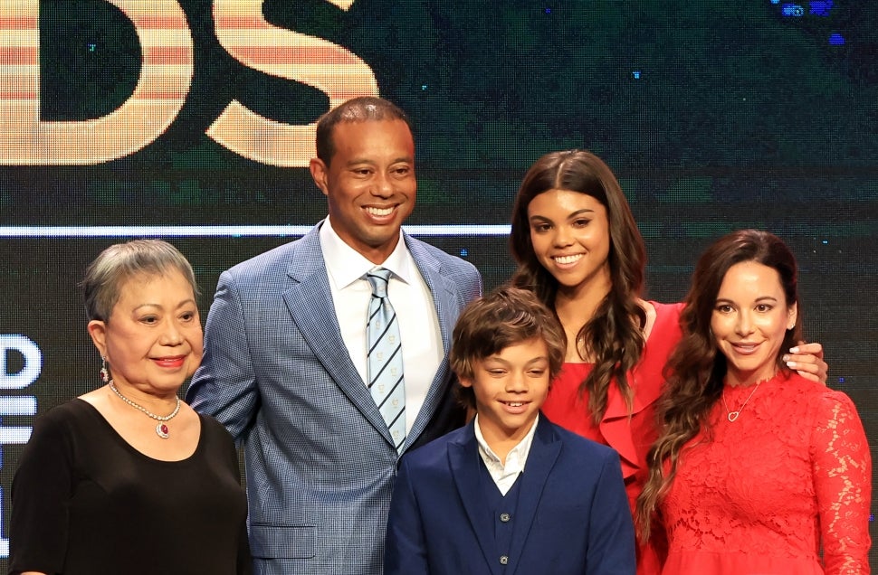 Tiger Woods with his family