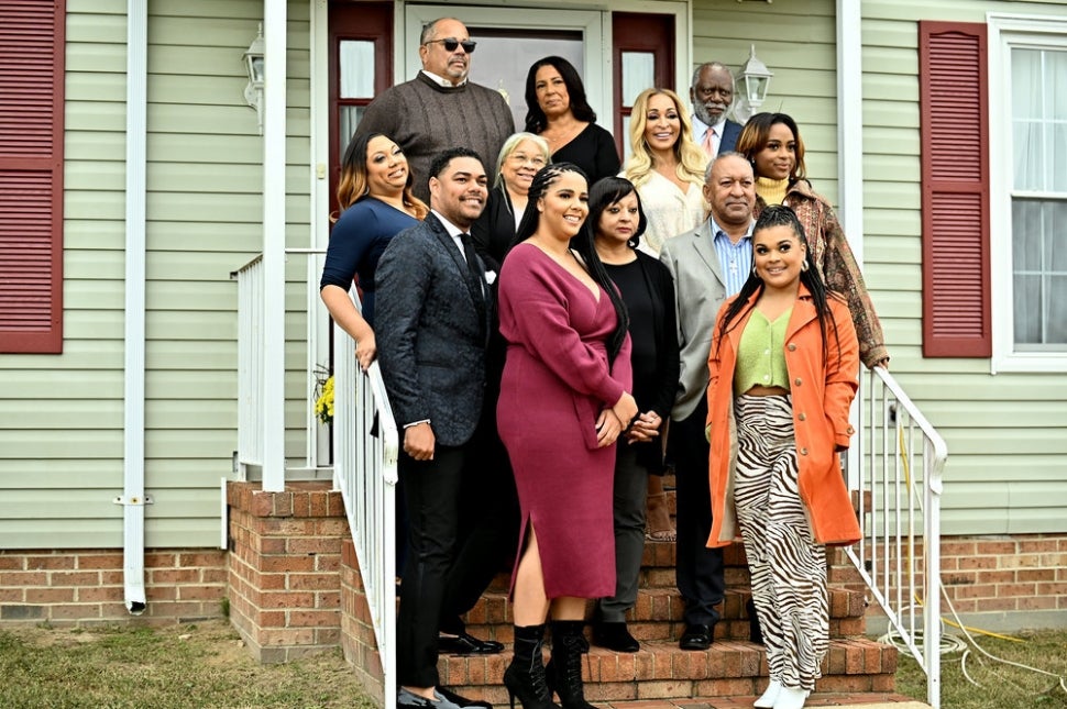 Karen Huger poses with her extended family on her The Real Housewives of Potomac spinoff